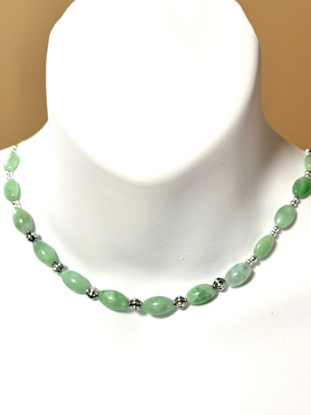 Genuine Green Chalcedony Short Necklace, Natural Gemstone Beaded Choker Necklace